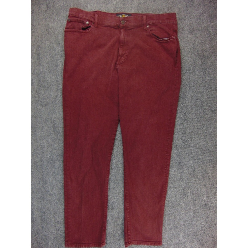 Lucky Brand 410 Athletic Fit Pants Mens 36x32 Red Solid Denim Jeans Burgundy